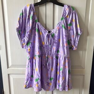 Disney Tangled Pascal Babydoll Tie Front Top Shirt